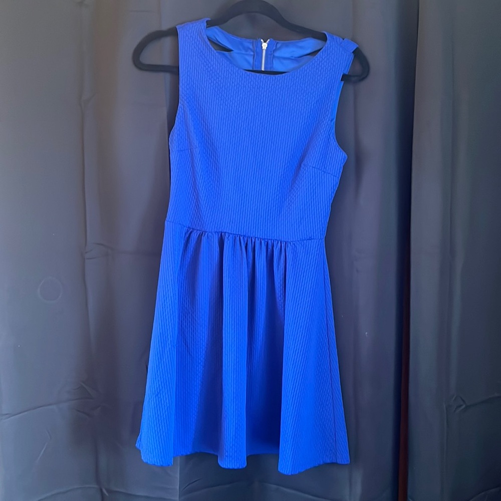 Open back blue mini dress